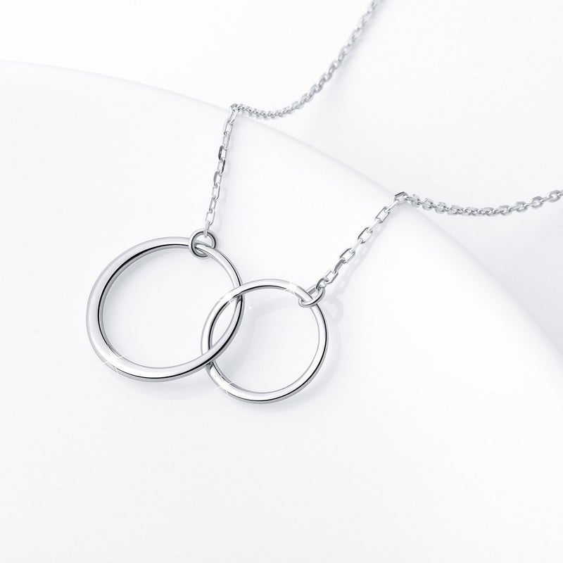 Ladytree S925 Sterling Silver Two Interlocking Infinity Circles Pendant Necklace,Rolo Chain,18+2 inches - Image 4
